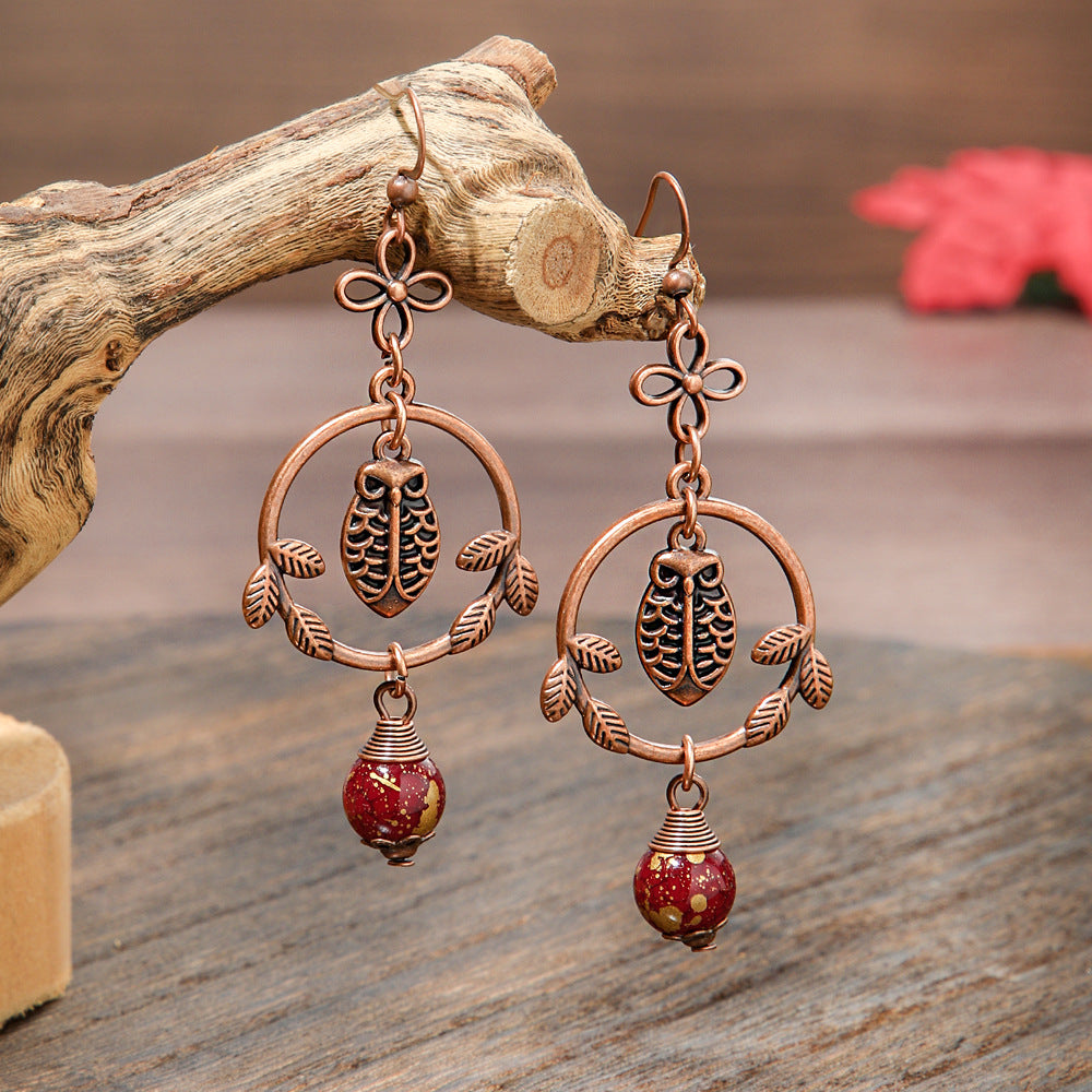 Elegant Vintage Leaf Dangle Earrings Zinc Alloy Art Design