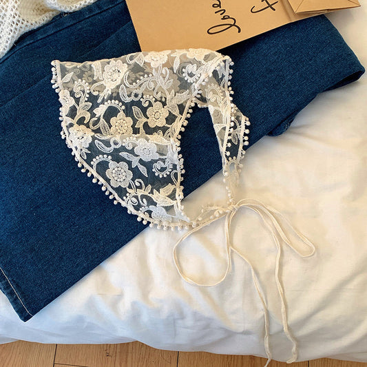 Haila - Summer Beige Lace Headscarf