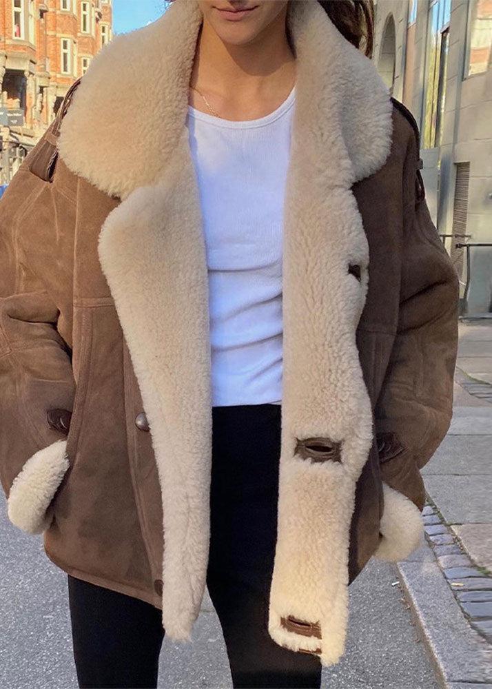 Aviator Jacket Faux Shearling Dark Brown