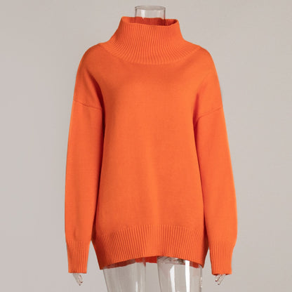 Winter High Neck Solid Color Knit Sweater