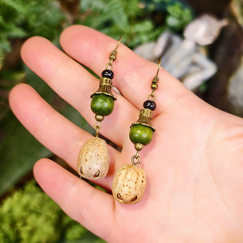 Bohemian Leaf Design Alloy Earrings with Natural Elements