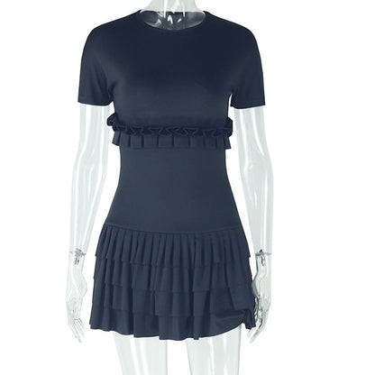 Chic Solid Color Pleated Dress For Women