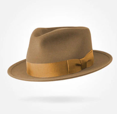 Classic Wool Felt Fedora Hat for Autumn and Winter