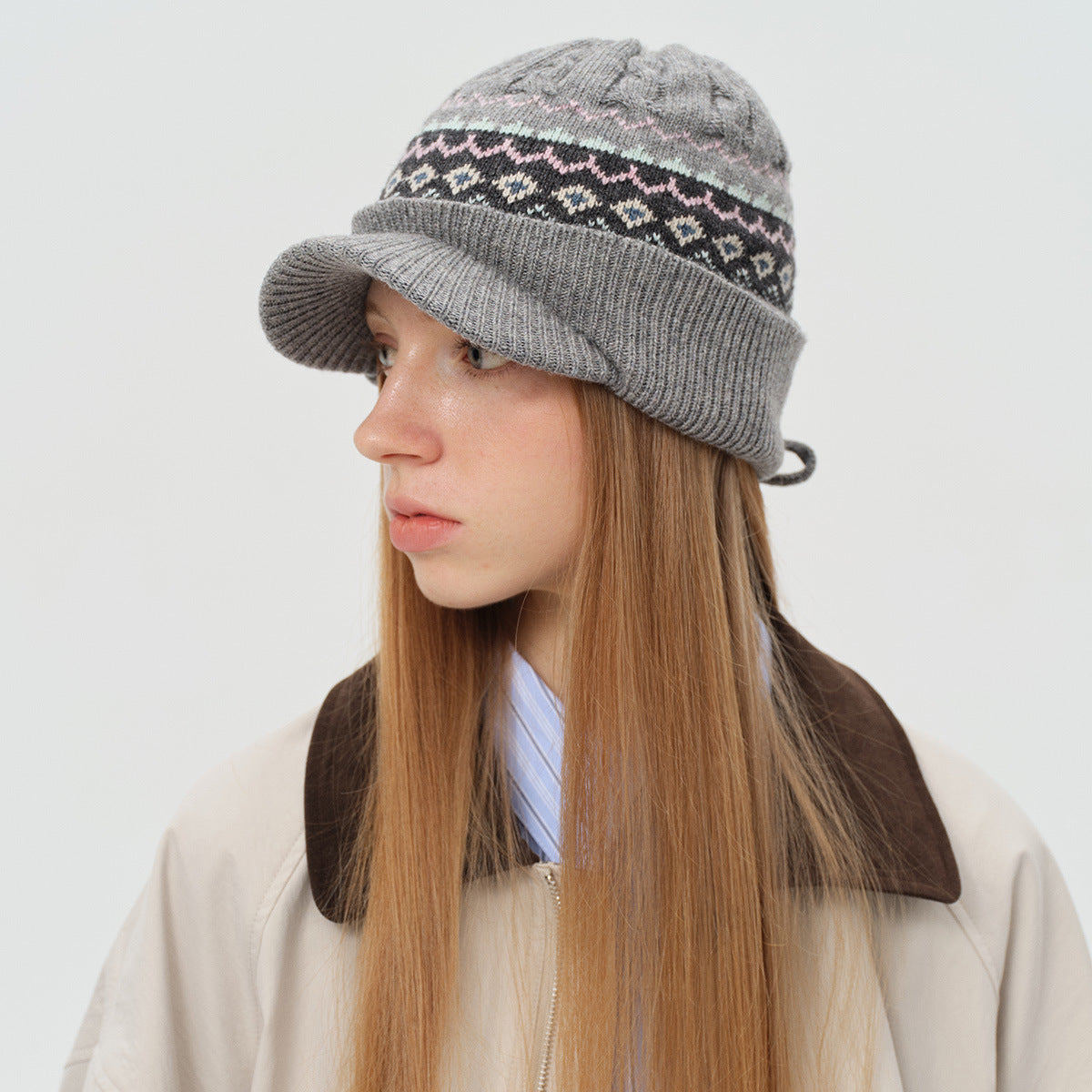 Retro Braided Wool Blend Knit Cap for Women