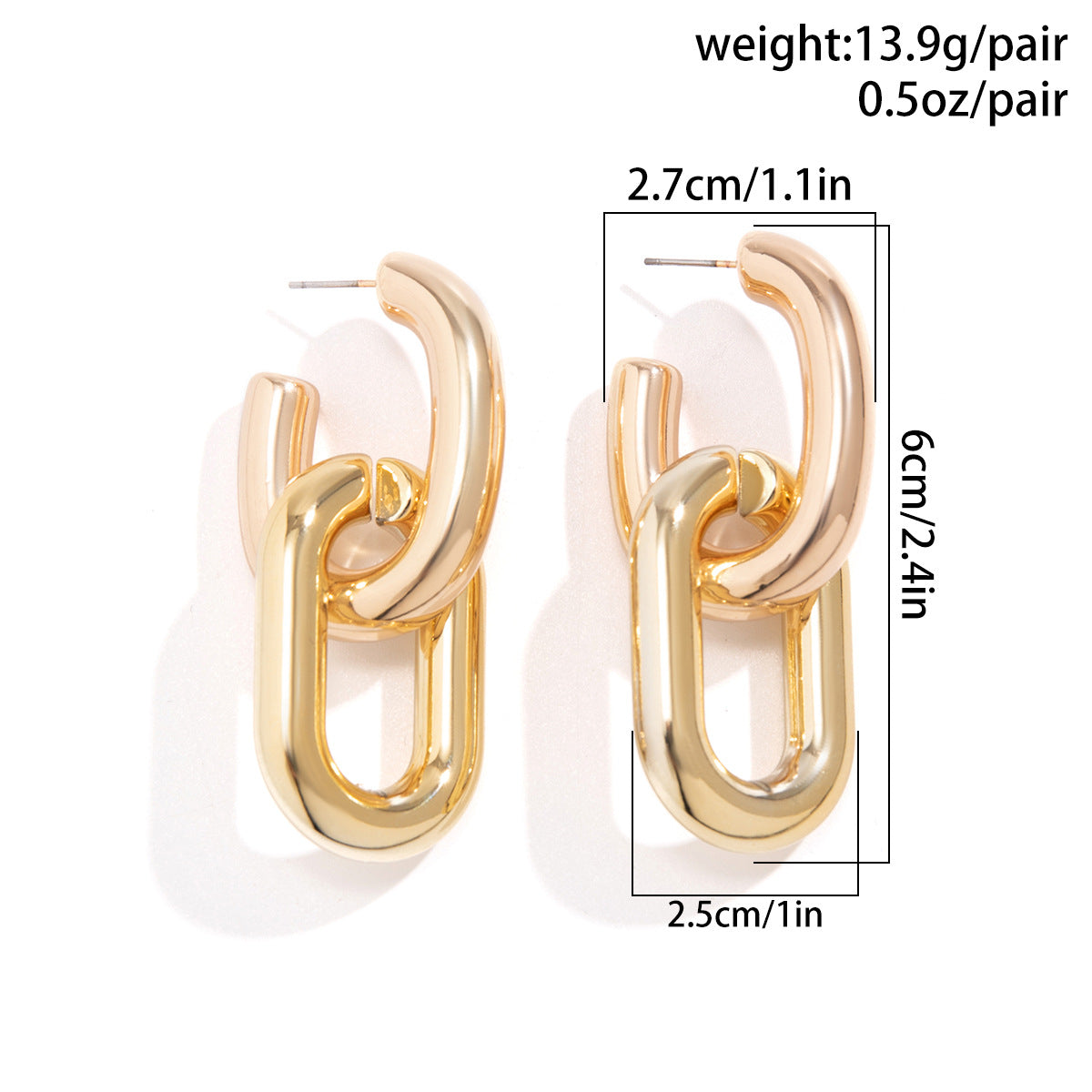 Geometric Metal Hoop Drop Earrings Trendy Casual Jewelry