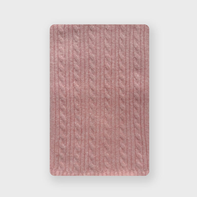 Knitted Braided Wool Blend Scarf for Women