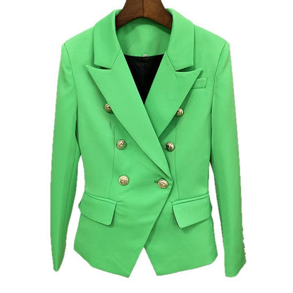 Green Blazer With Metal Lion Head Buttons