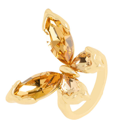 Fashion Crystal Butterfly Adjustable Open Ring For Women