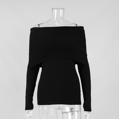 Elegant Off-Shoulder Knit Sweater Casual Top