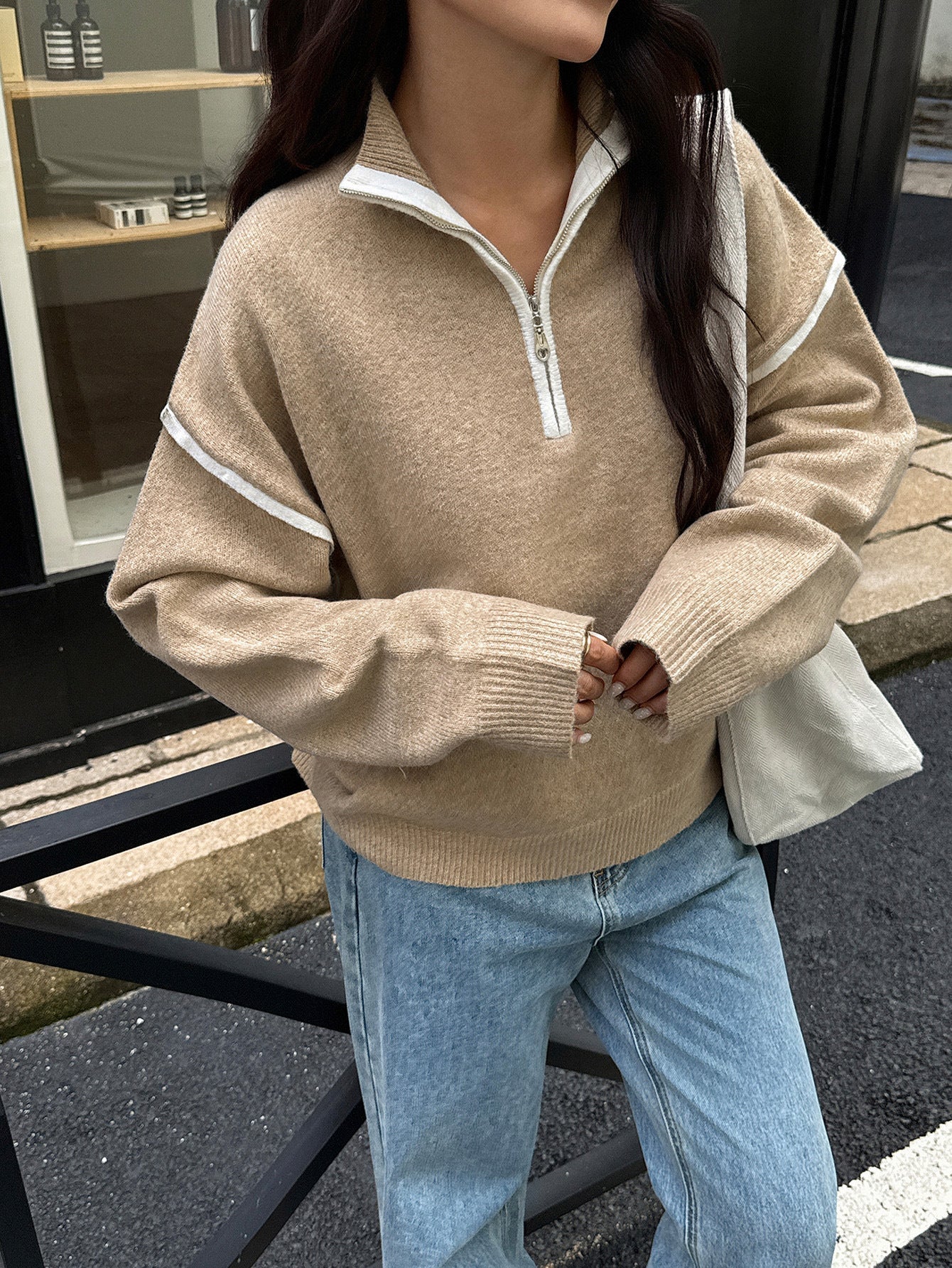 Casual Solid Color Long Sleeve Sweater for Women