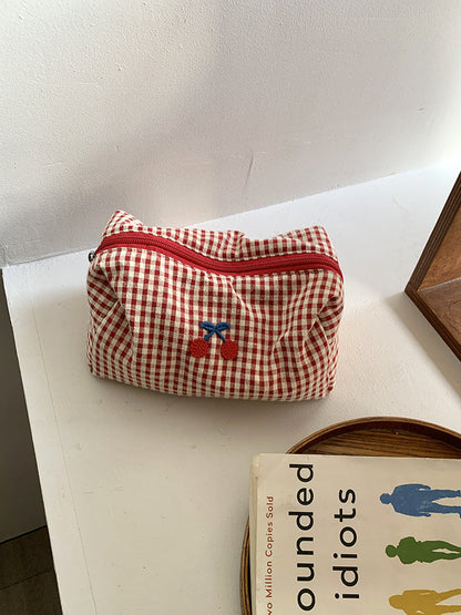 Cherry Pattern Portable Makeup Bag Cute Storage Pouch
