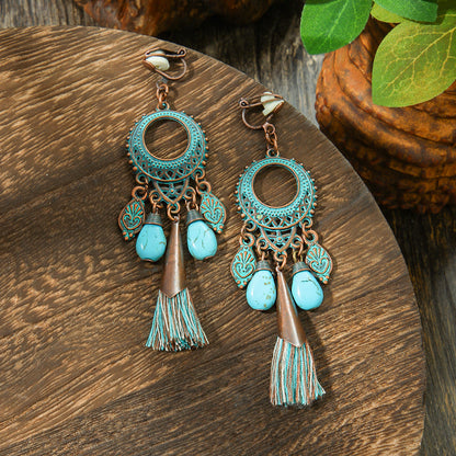 Bohemian Style Metal Earrings Vintage Tassel Earrings for Women