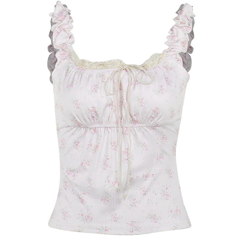 Floral Bow Tie Cami Top for Women Stylish Casual Wear