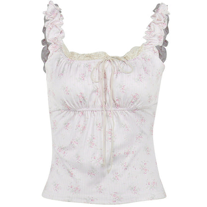 Floral Bow Tie Cami Top for Women Stylish Casual Wear
