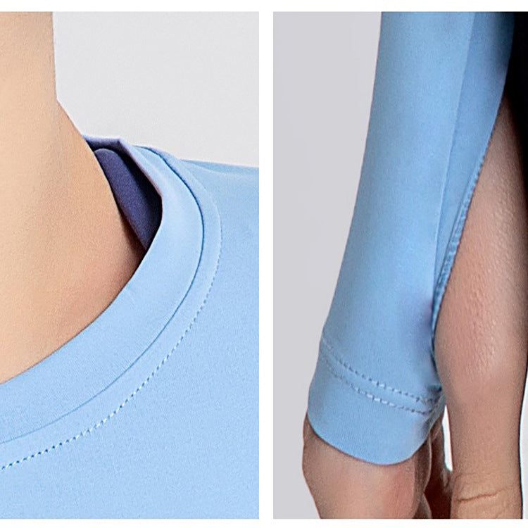 Sports Yoga Wear Women'S Loose Slimming Blouse And Quick-Drying Sportswear Solid Color Long-Sleeved Yoga Wear With Hollow Back
