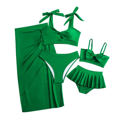 New Parent-Child Swimwear Set: Skirted Bikini For Women