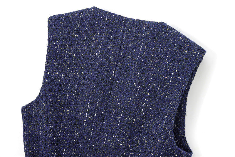 Elegant V-Neck Sleeveless Belt Waist Knit Vest