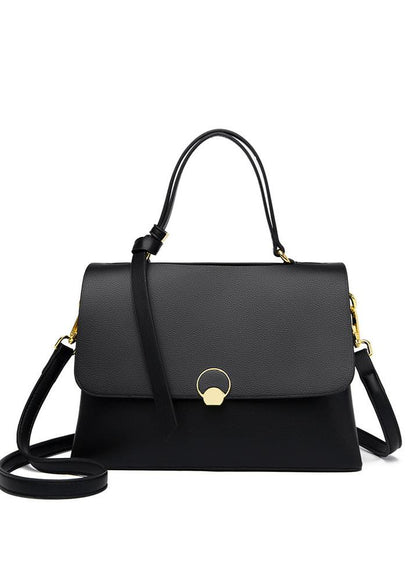 Two Tone Leather Top Handle Shoulder Bag