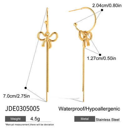 Bow Knot Tassel Dangle Hook Earrings