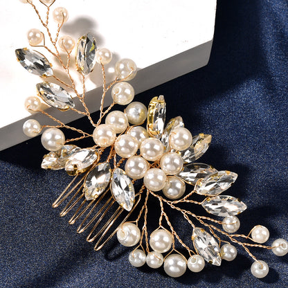 Bridal Hair Comb with Pearls and Rhinestones