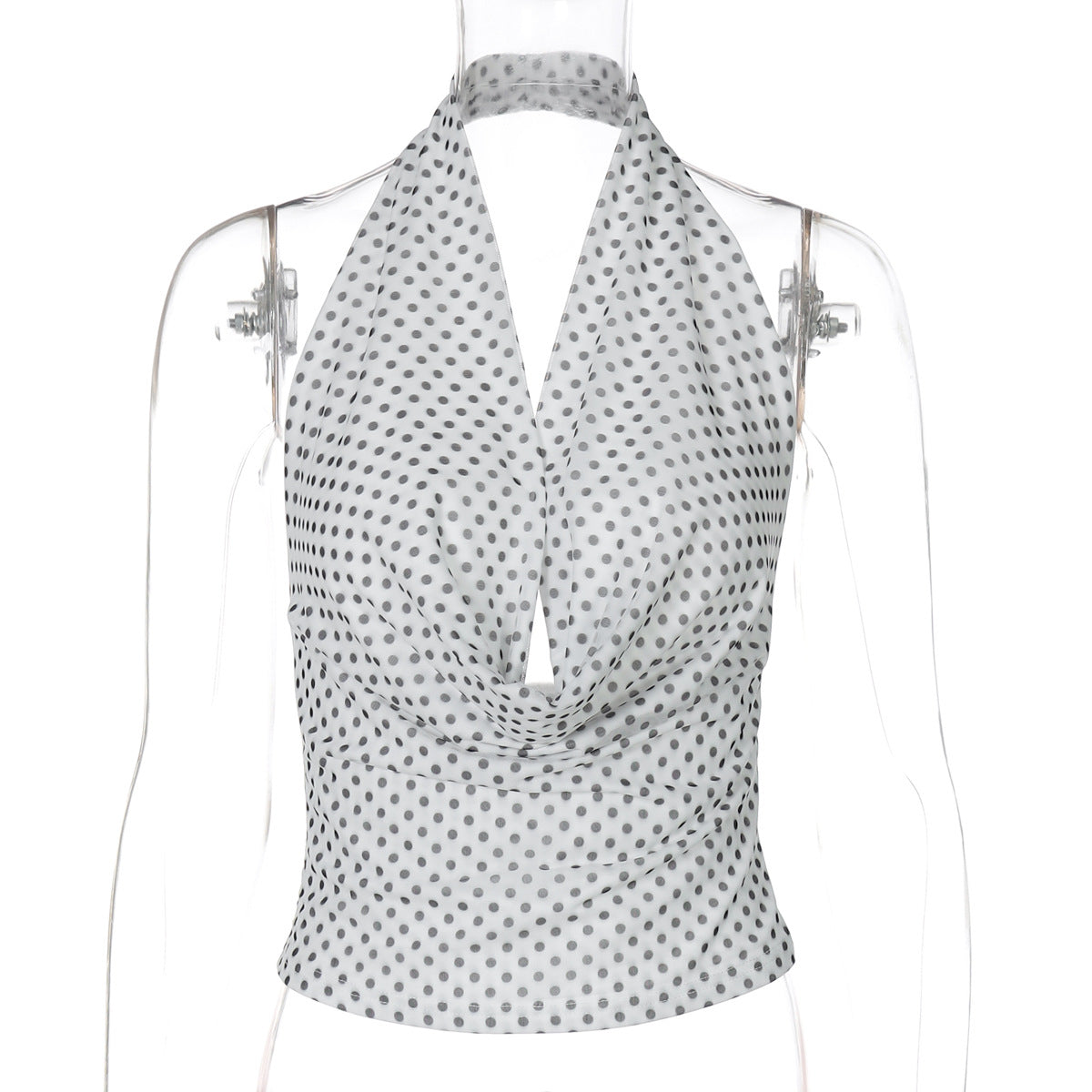 Stylish Polka Dot Sleeveless Backless Top for Women