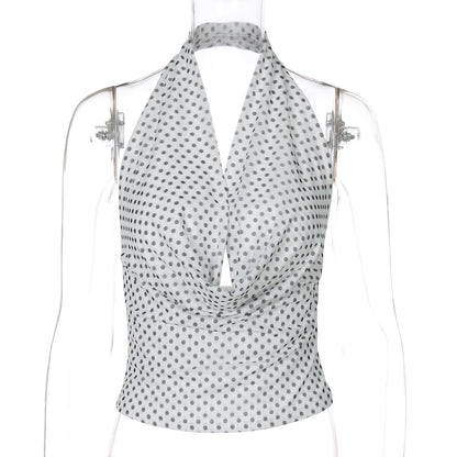 Stylish Polka Dot Sleeveless Backless Top for Women