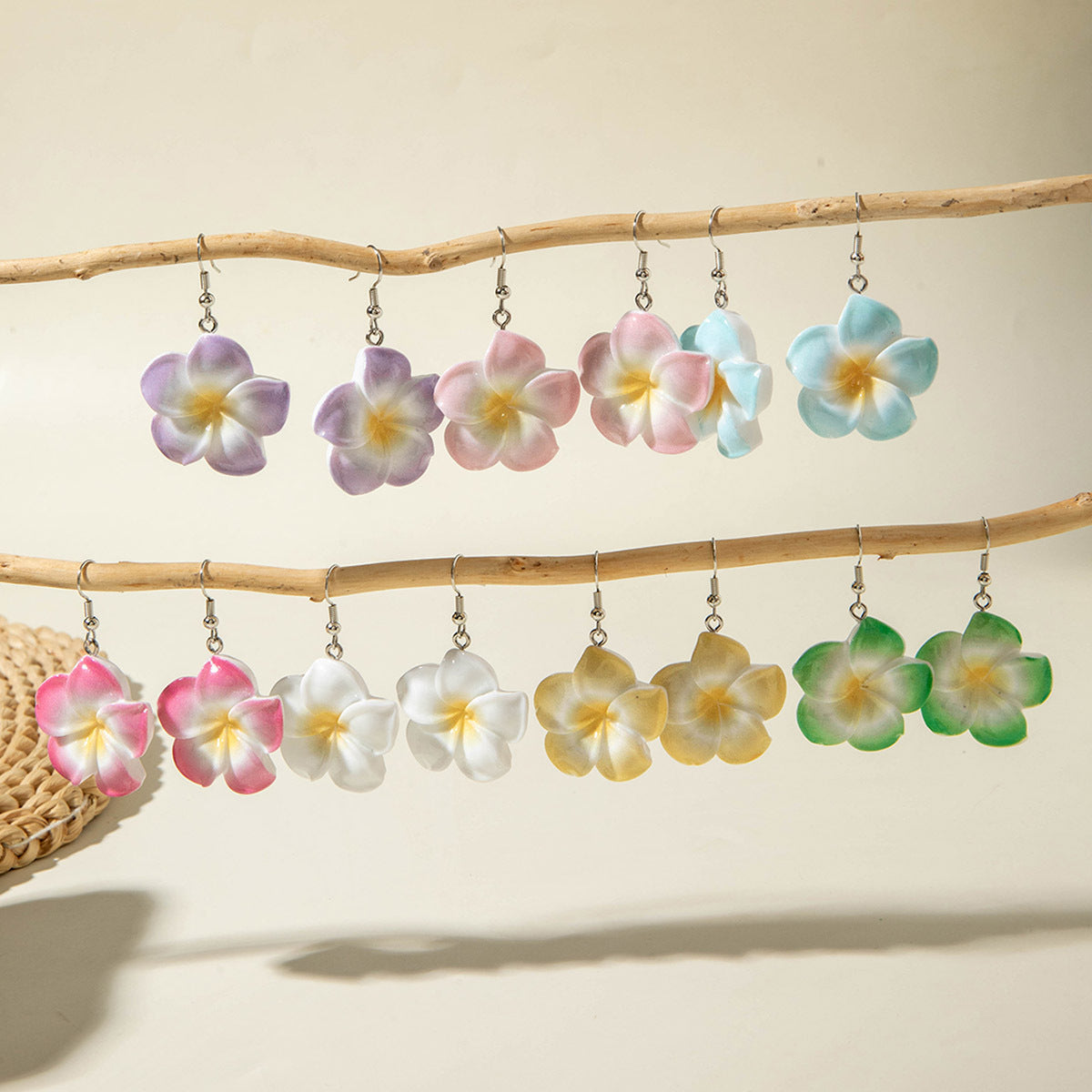 Gradient Flower Earrings Cute Fresh Style Resin Jewelry