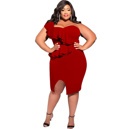 Off-Shoulder Ruffle Midi Dress Stylish Casual Dress