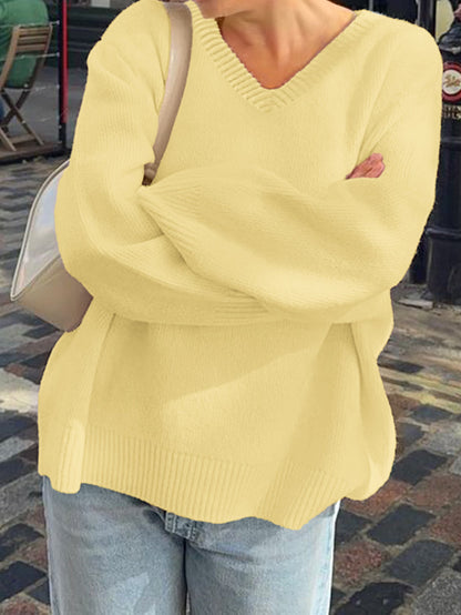 Casual Solid Color Long Sleeve Knit Shirt for Women