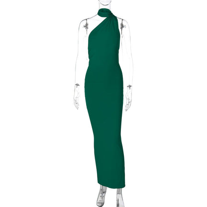 Summer New Sexy Backless Ruched Midi Dress