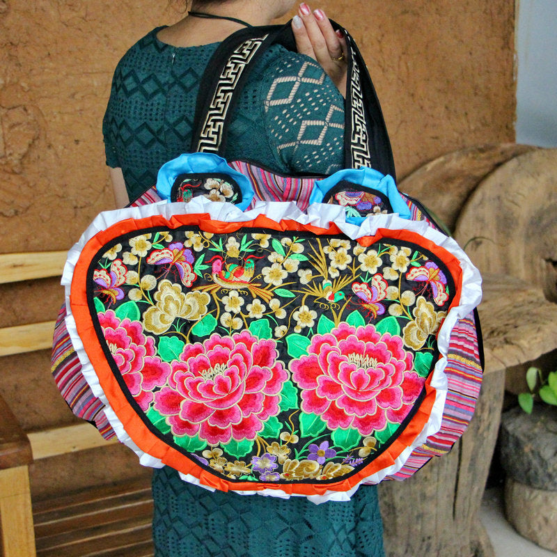 National Wind Bag Tibetan Embroidery Big Bag Lady Hand Bag