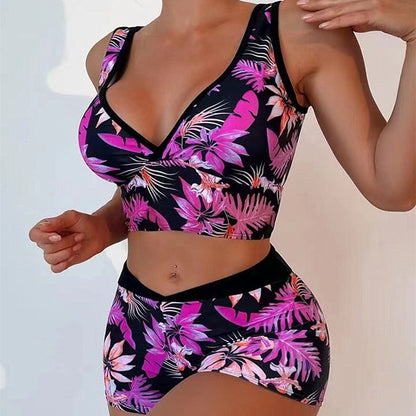 New Swimsuit Printing V-Shaped Ladies Split Bikini