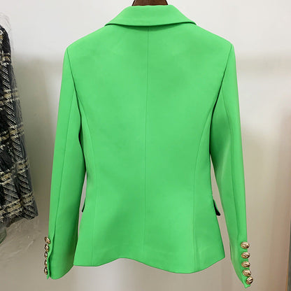 Green Blazer With Metal Lion Head Buttons