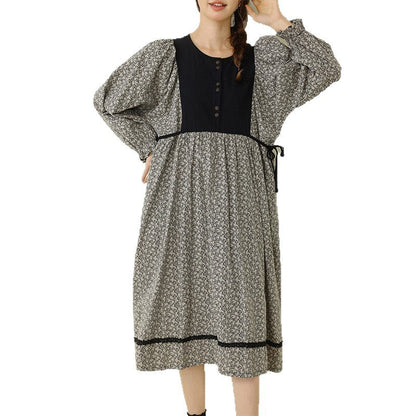 Floral A-Line Maxi Dress Comfortable Casual Cotton Linen