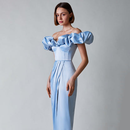 Elegant One-Shoulder Ruffle Maxi Dress for Women