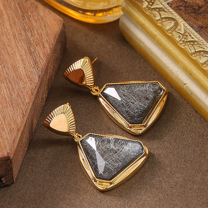Fashionable Geometric Triangle Resin Earrings For Women