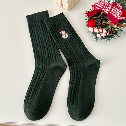 Winter Ribbed Polka Dots Christmas Crew Socks