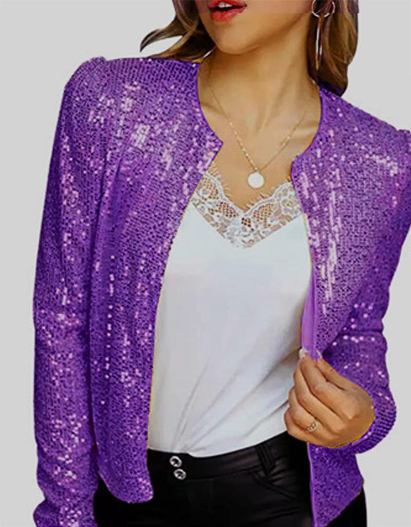 Trendy Casual Sequin Jacket Lightweight Streetwear
