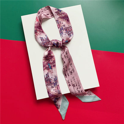 Silk Scarf Long Silk Scarf Braided Hair Tied Bag With Gift Spinning Literature And Art