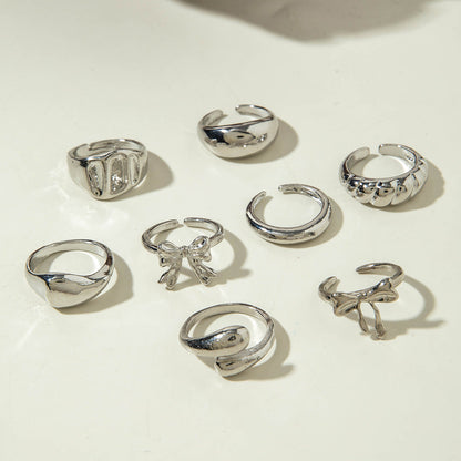 Trendy Vintage Statement Geometric Open Joint Ring Set