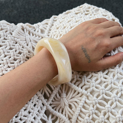 Vintage Ombre Semi-Transparent Resin Bracelet Stylish Irregular Polygon Stretchable Bangle