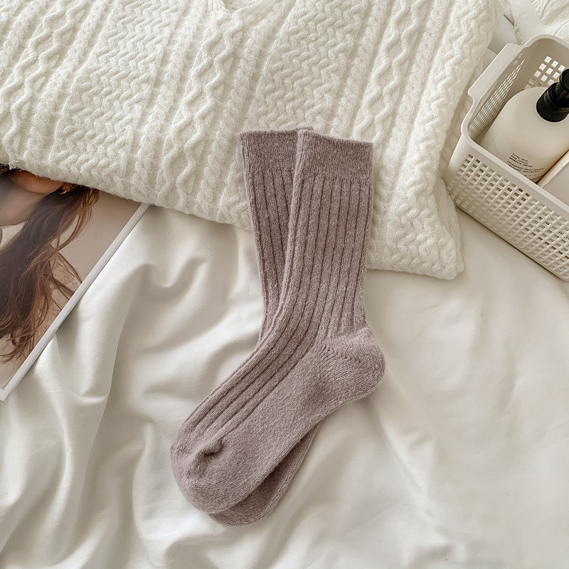 Casual Solid Color Thicken Plush Crew Socks