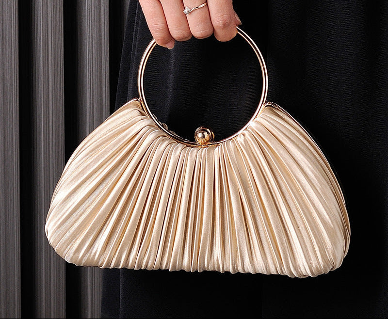 Chic Pleated Peach Evening Bag for Elegant Occasions
