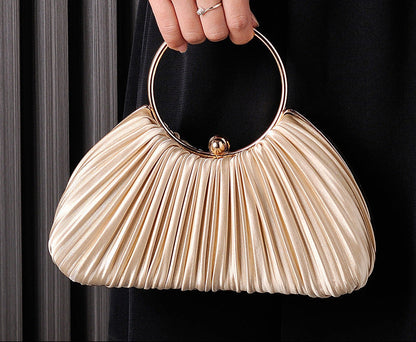 Chic Pleated Peach Evening Bag for Elegant Occasions