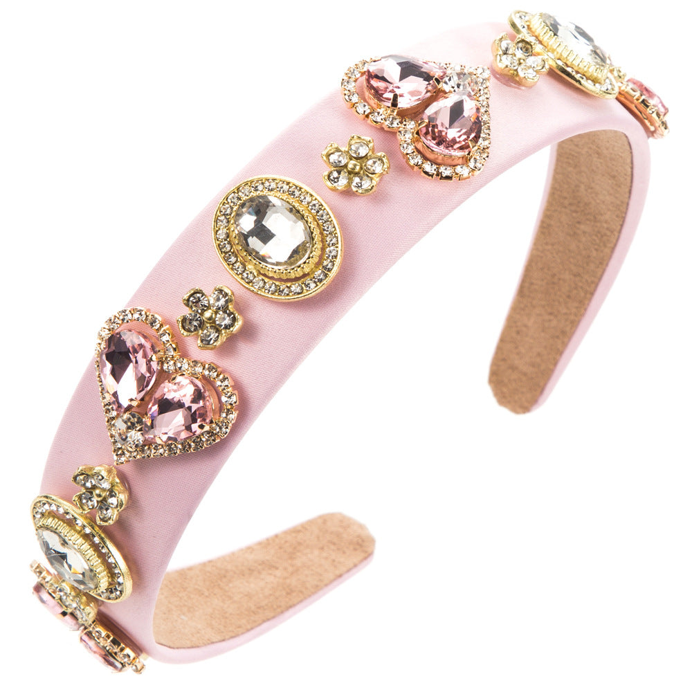 Baroque Glass Heart Headband Trendy Elegant Hair Accessory