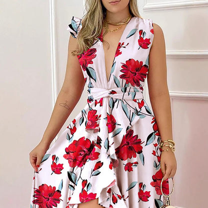 Elegant High-Waisted Floral Maxi Dress For Commuting