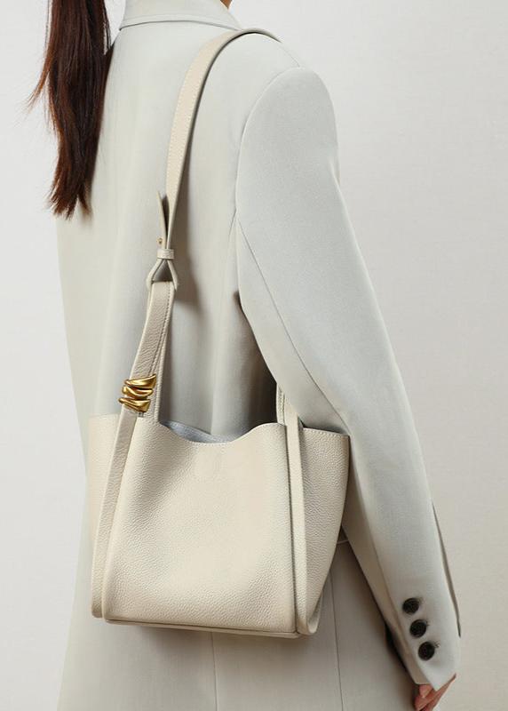Bucket Tote Genuine Leather Elegant Contemporary Design
