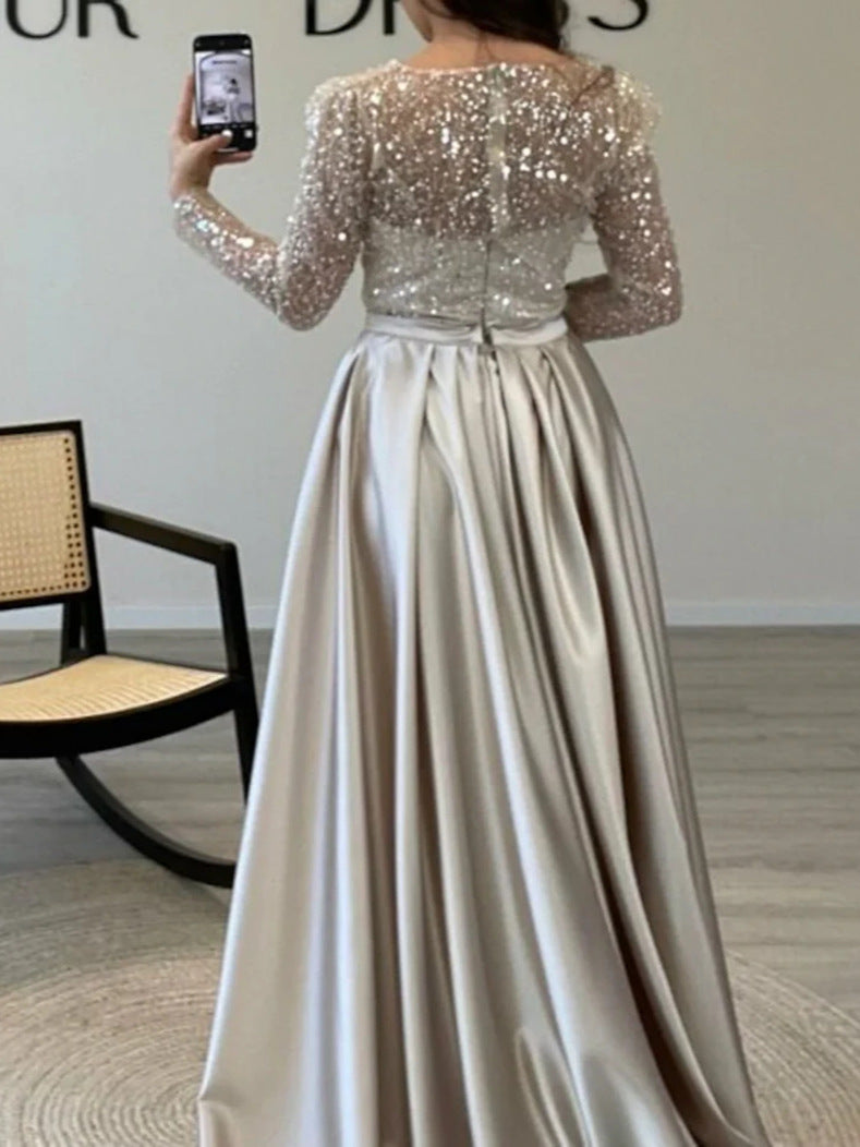 Elegant Satin Mermaid Dress With Beading For Formal Events