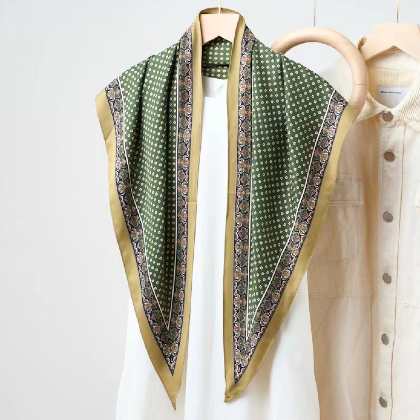 Vintage Polka Dot Triangle Silk Scarf