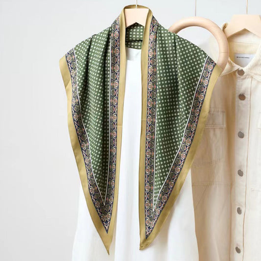 Vintage Polka Dot Triangle Silk Scarf